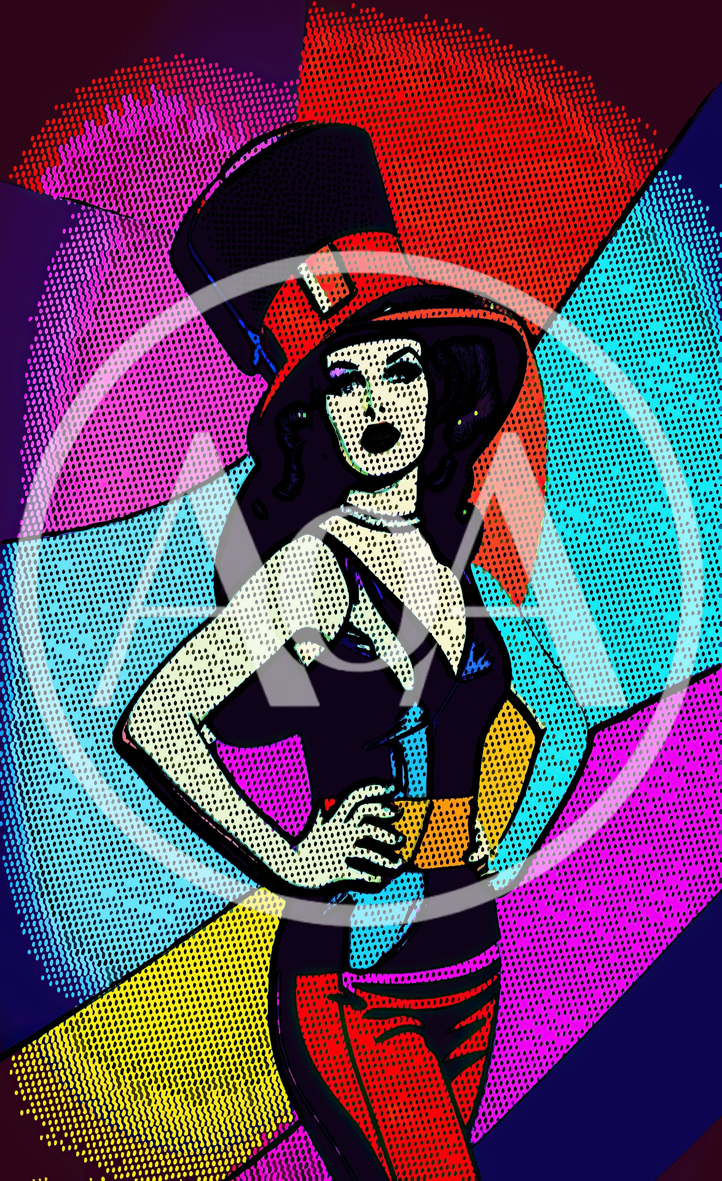 Pop Art Illustration Of A Woman In A Top Hat