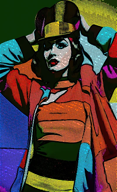 Pop Art Illustration Of A Woman In A Hat