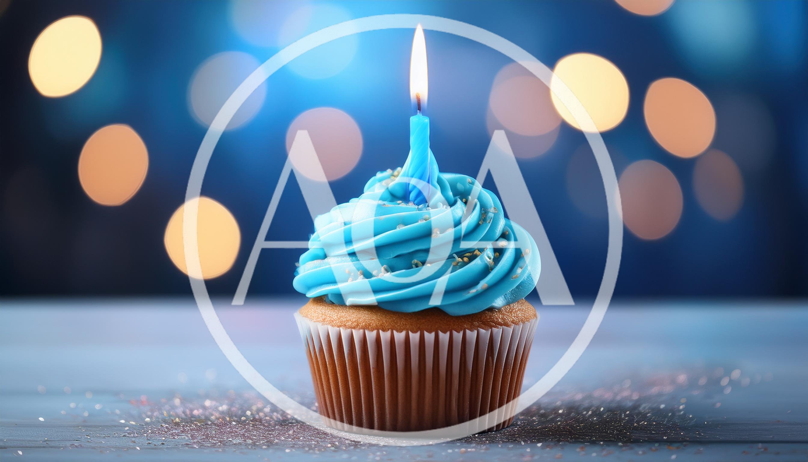 Single Blue Cupcake With Lit Birthday Candle