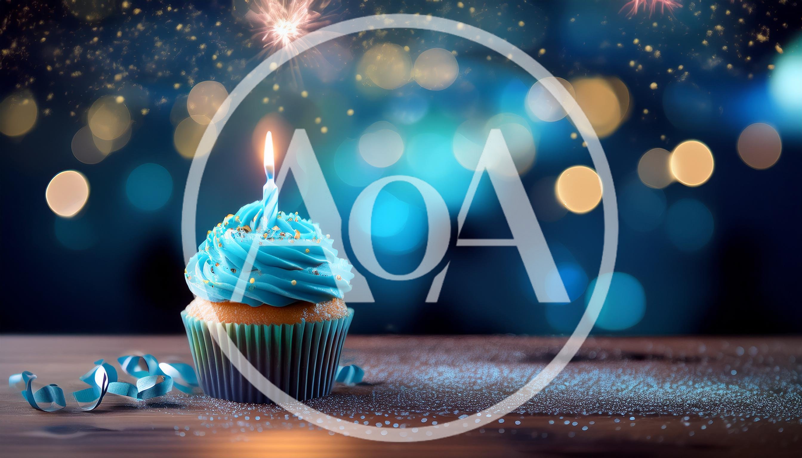 Single Blue Frosted Cupcake With Lit Birthday Candle