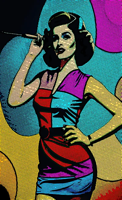 Pop Art Illustration Of A Stylish Woman Holding Microphone