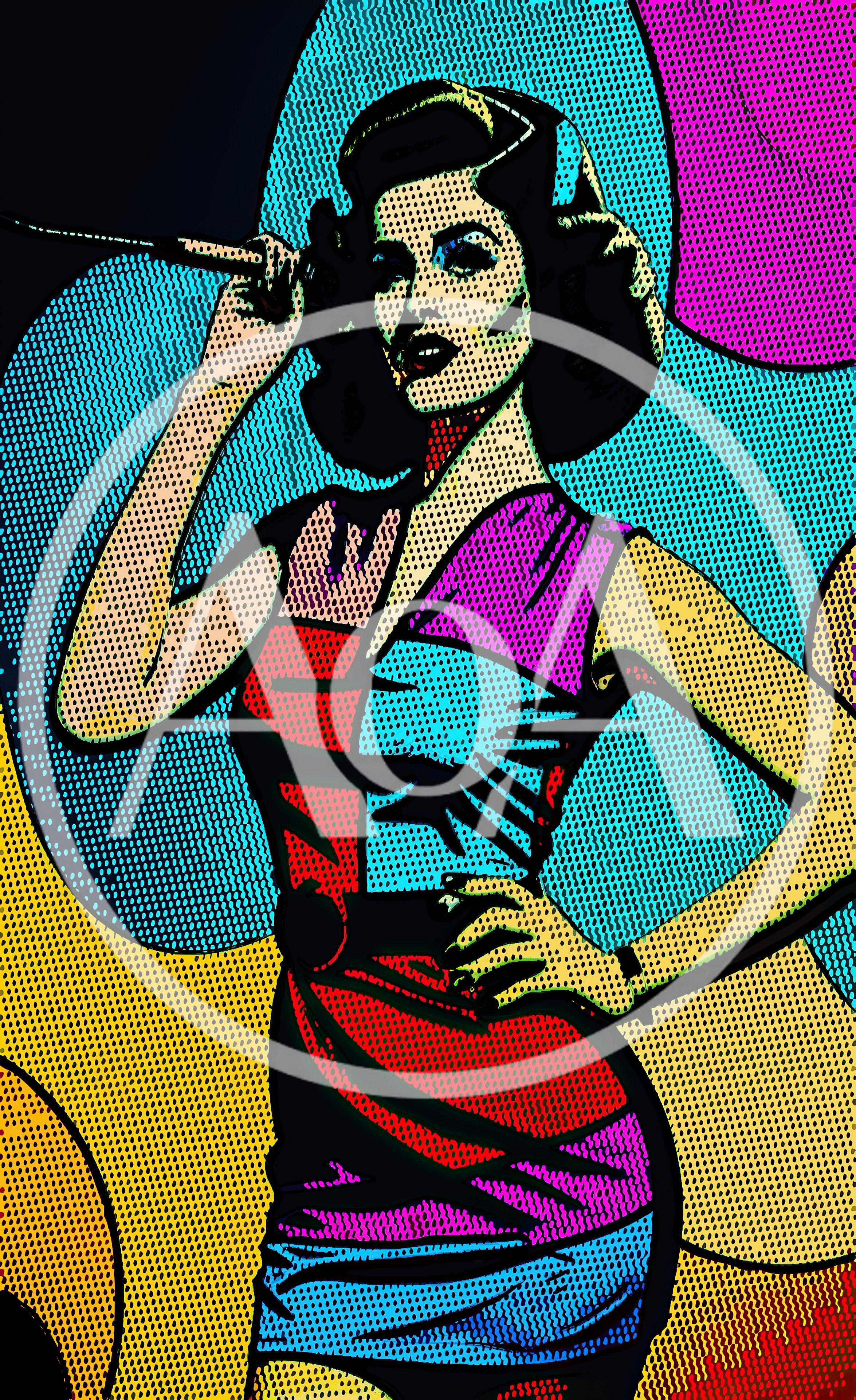 Pop Art Illustration Of A Stylish Woman Holding Microphone