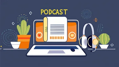 Podcast Production Concept With Laptop And Headphones
