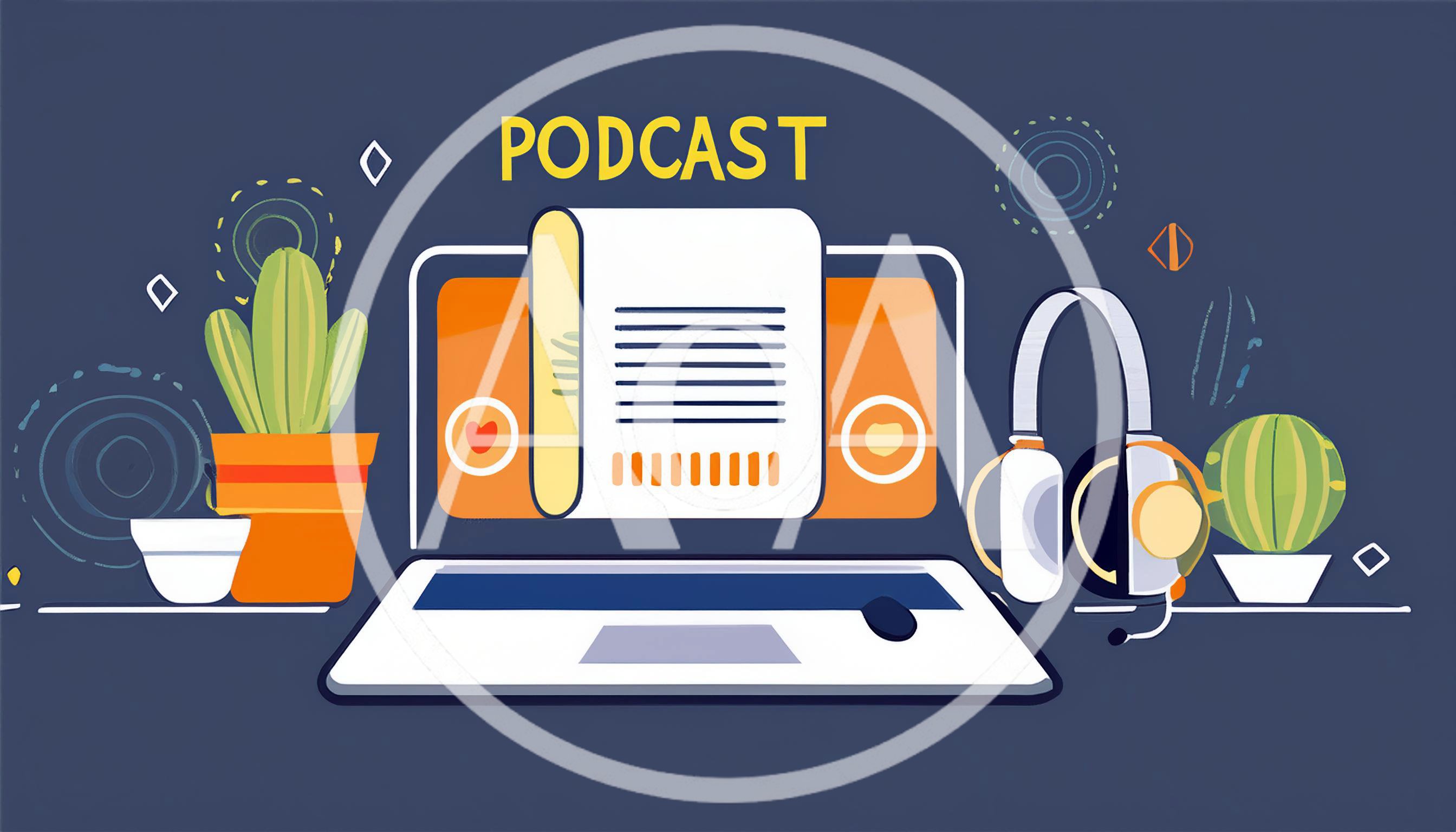 Podcast Production Concept With Laptop And Headphones