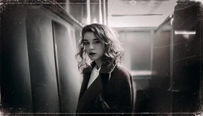 Portrait Of A Young Woman In A Vintage Train