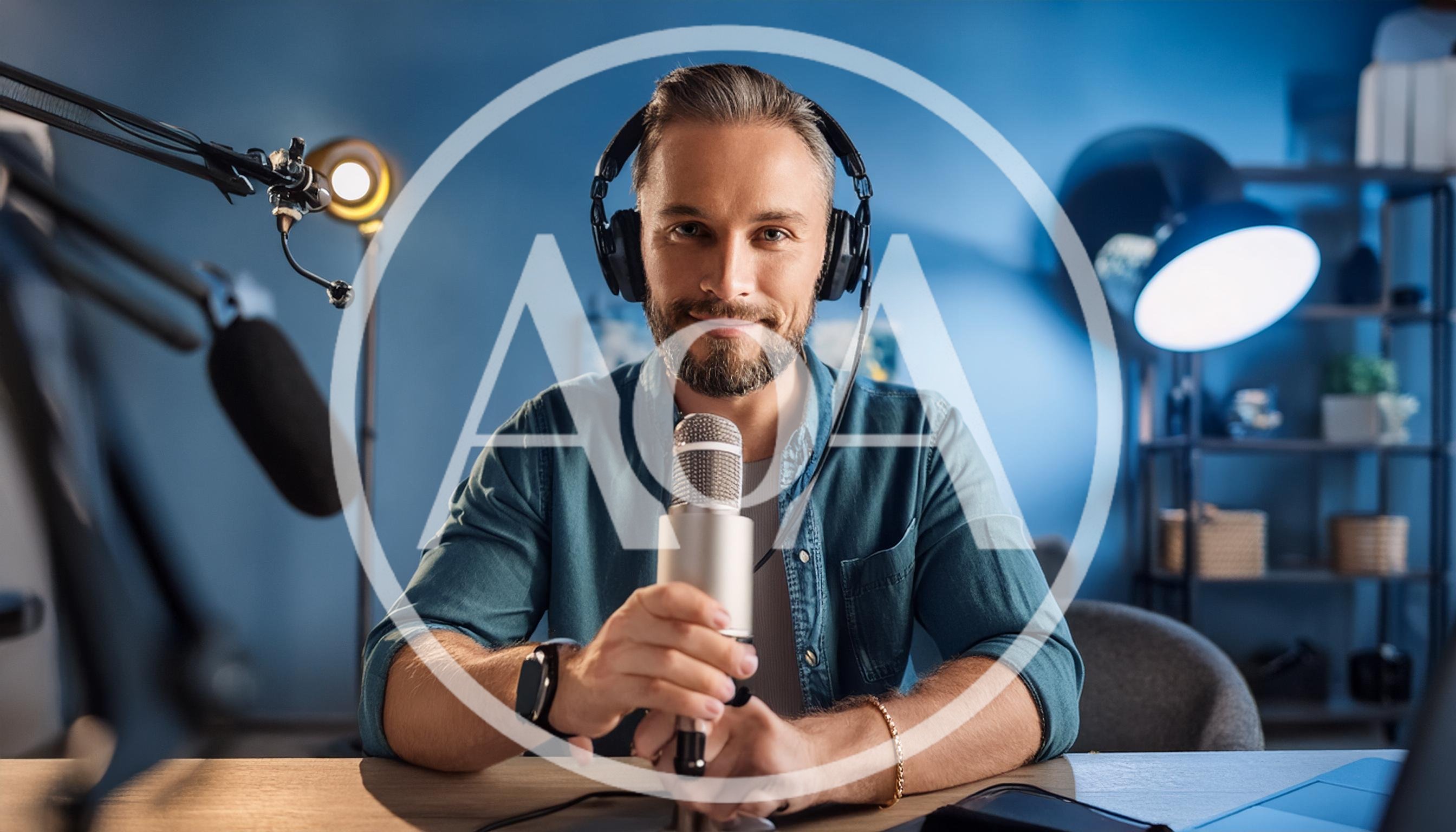 Podcaster Recording Audio Content In Home Studio