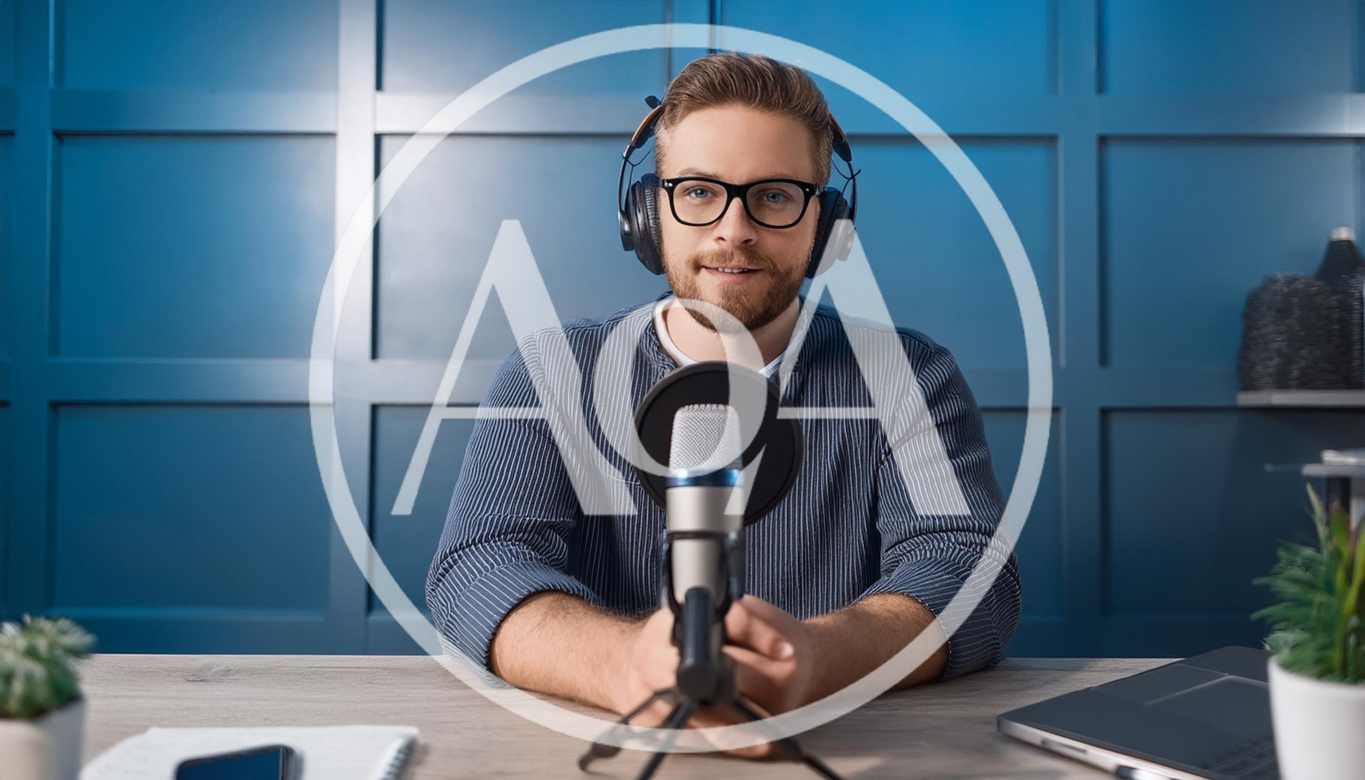 Young Man Recording A Podcast In A Home Studio