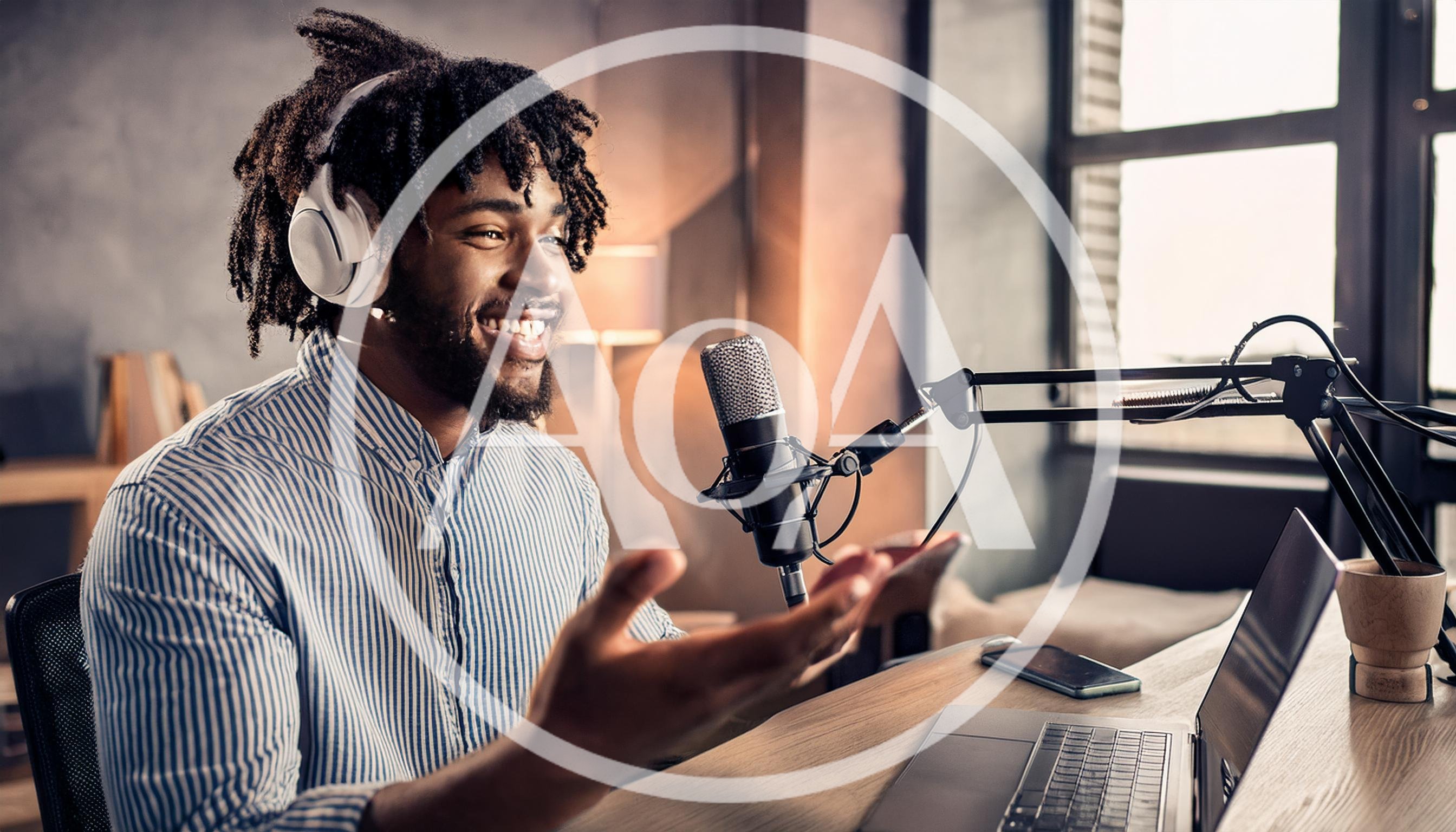 Young Man Recording A Podcast In A Home Studio