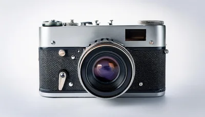 Vintage Silver Rangefinder Film Camera Front View