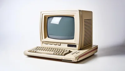 Vintage Beige Personal Computer On White Background