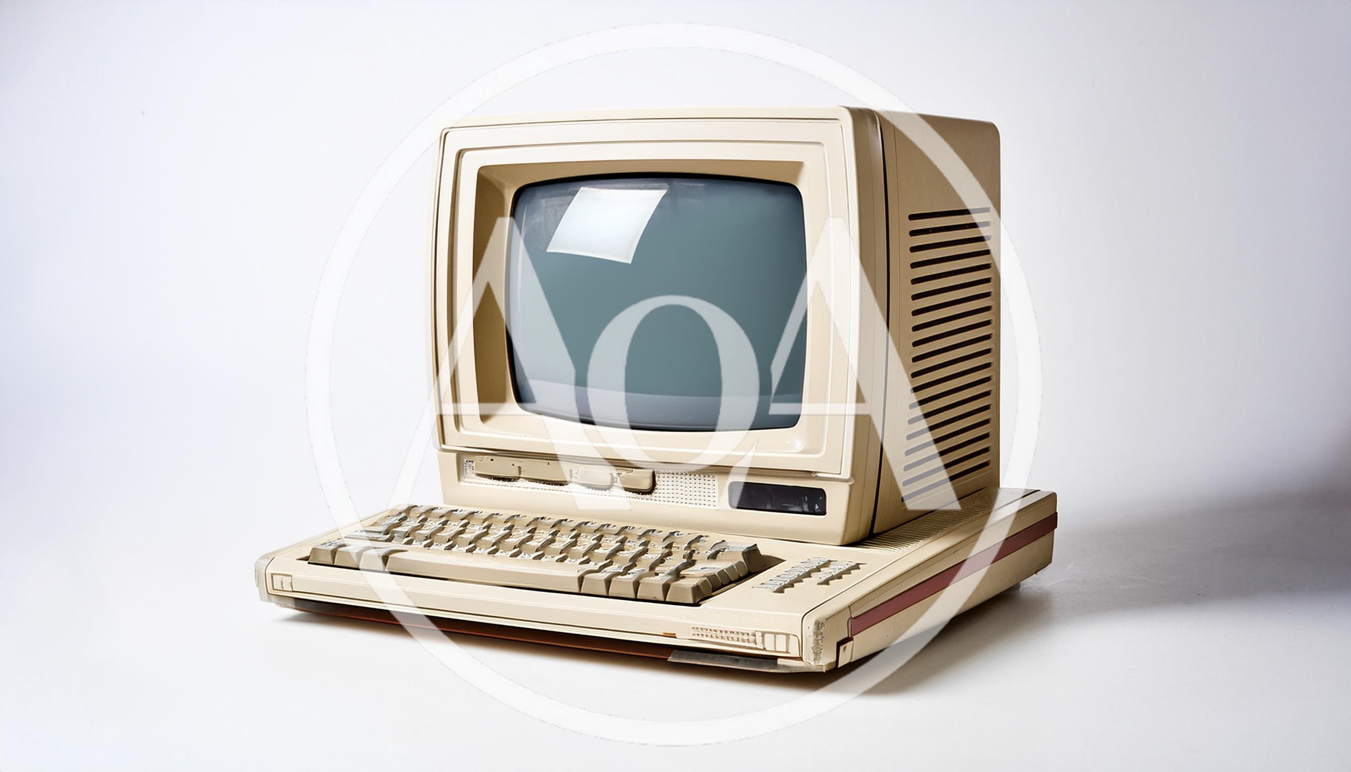 Vintage Beige Personal Computer On White Background