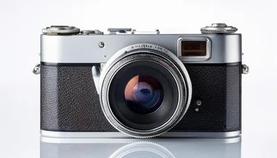 Vintage Silver Rangefinder Camera Front View