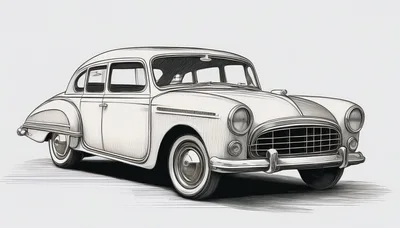Vintage Classic Sedan Car Line Art Illustration