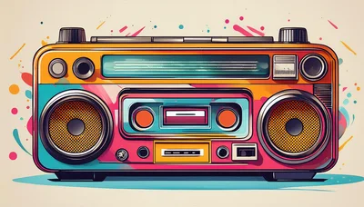 Colorful Retro Boombox Illustration