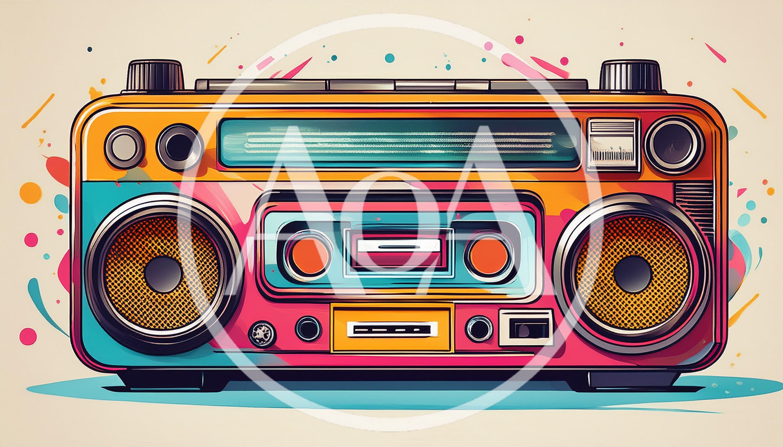 Colorful Retro Boombox Illustration