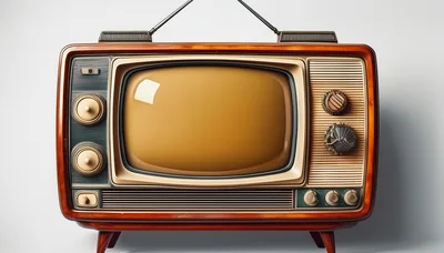 Vintage Wooden Television Set On White Background