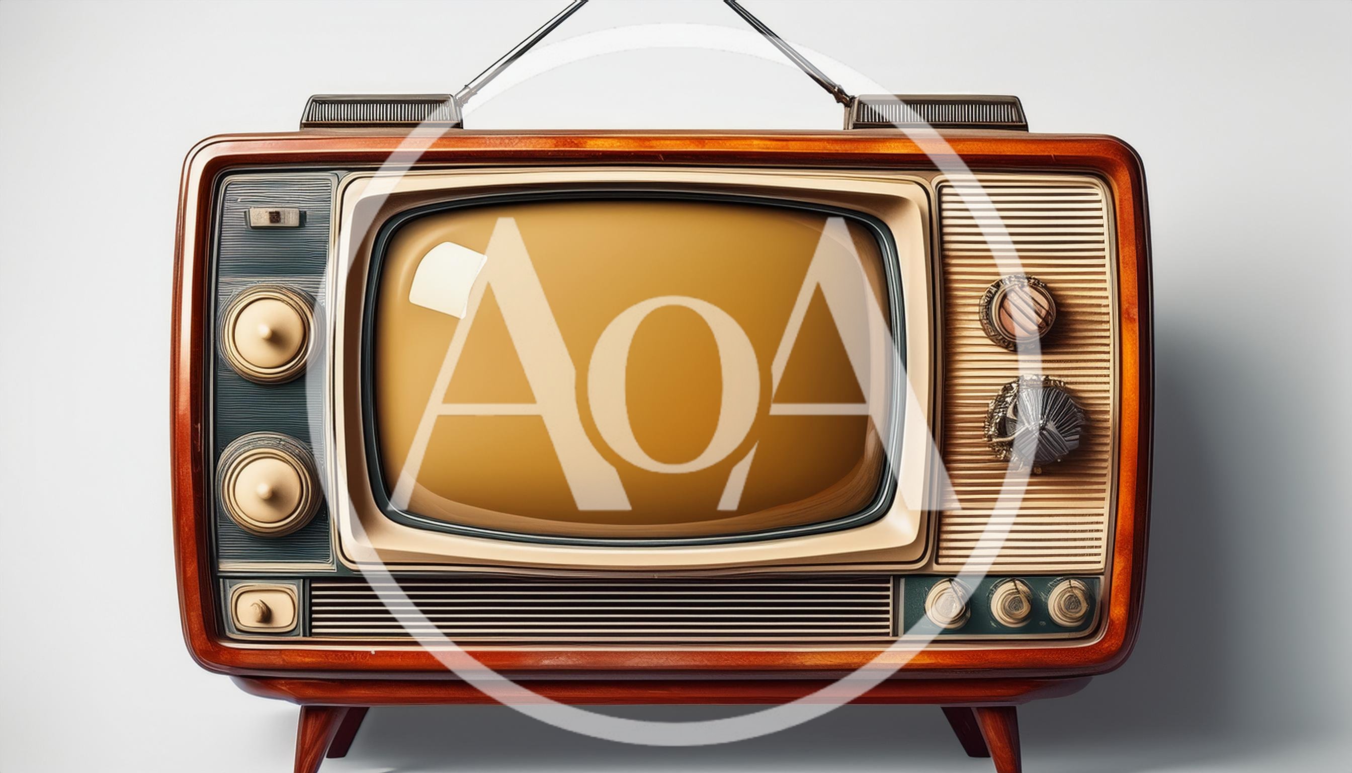 Vintage Wooden Television Set On White Background
