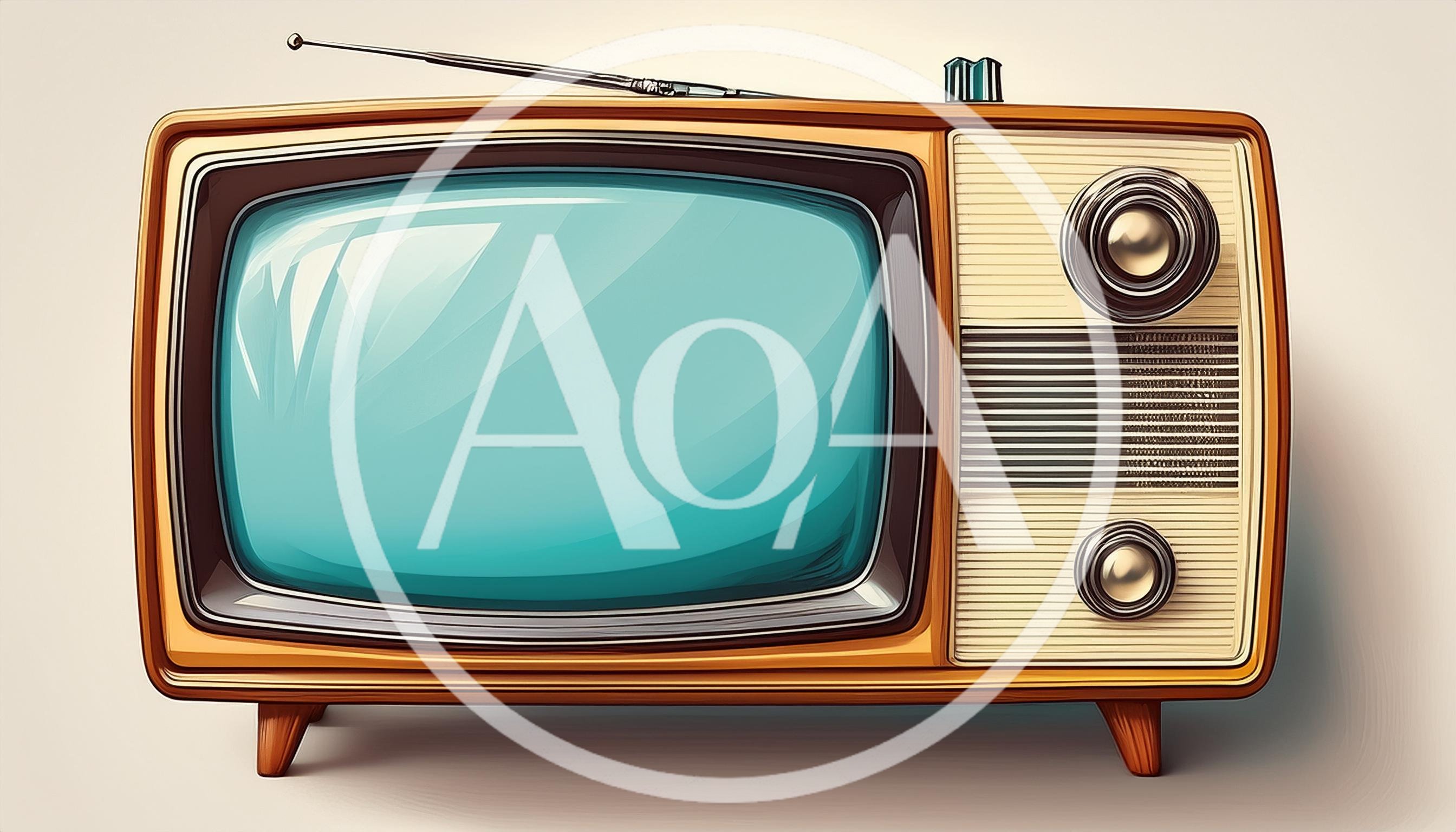 Vintage Retro Television Set With Antenna