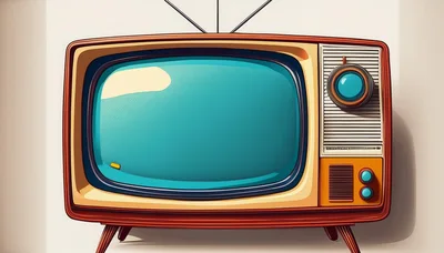 Vintage Retro Television Set With Antenna
