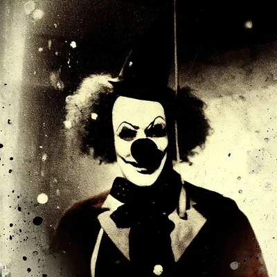 Gritty Vintage Style Portrait Of A Creepy Clown