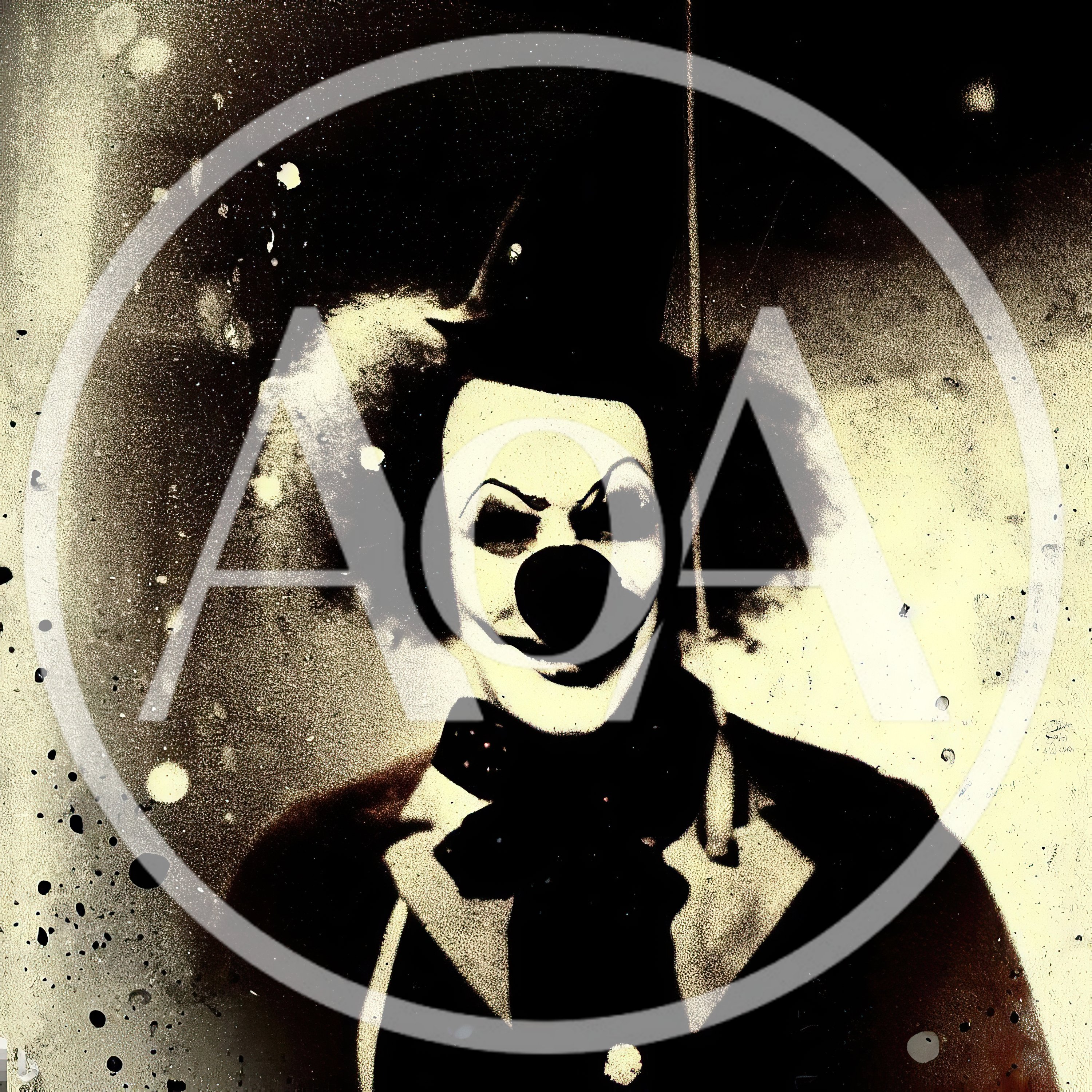 Gritty Vintage Style Portrait Of A Creepy Clown