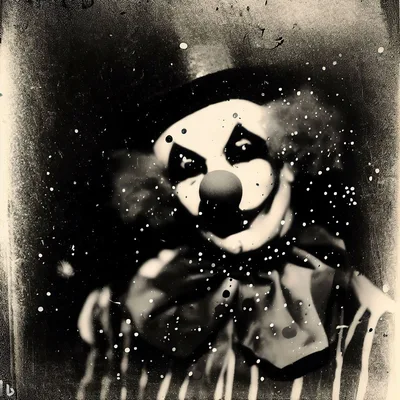 Gritty Black and White Portrait of a Creepy Clown