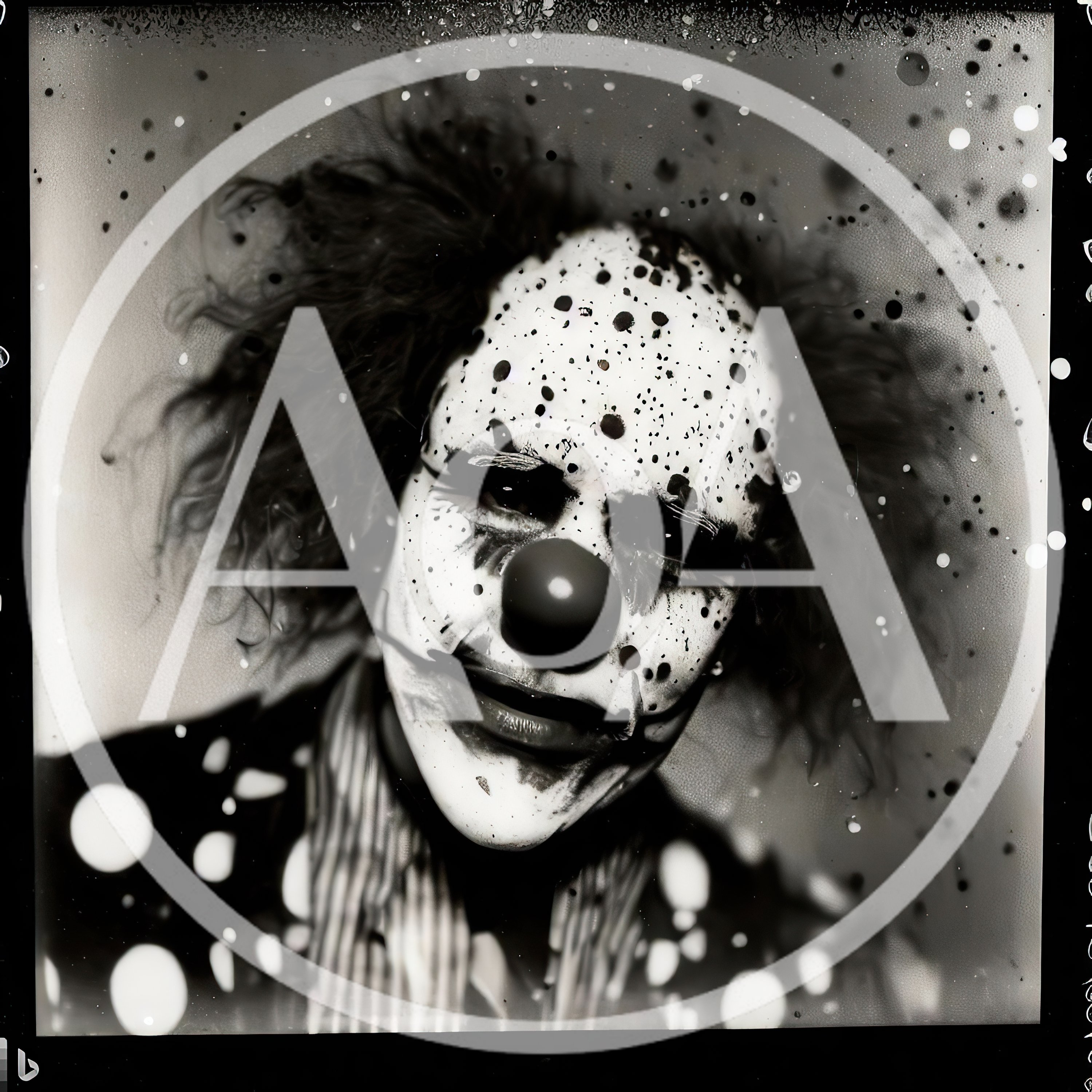 Gritty Black and White Portrait of a Spooky Clown