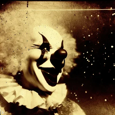 Creepy Clown Portrait With Vintage Film Texture
