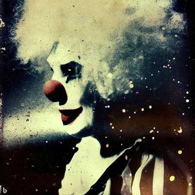 Gritty Artistic Portrait Of A Spooky Clown