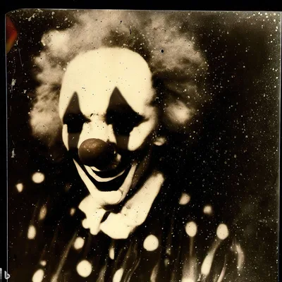 Gritty Vintage Style Portrait Of A Scary Clown