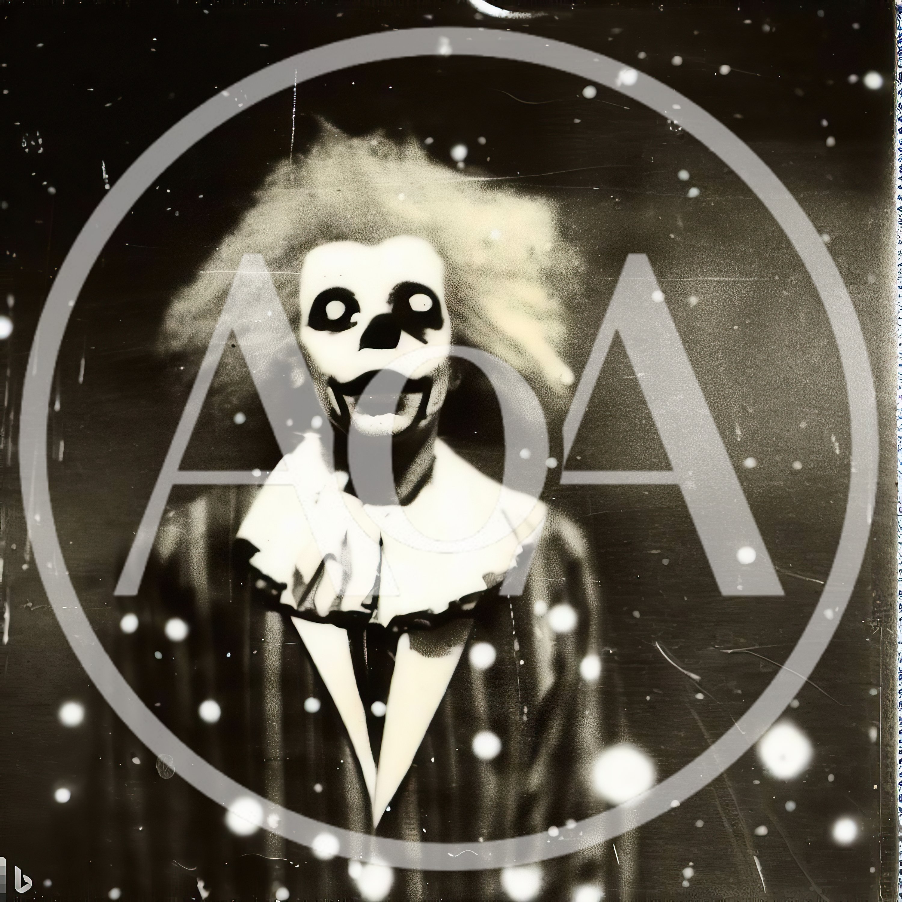 Vintage Black And White Portrait Of A Creepy Clown