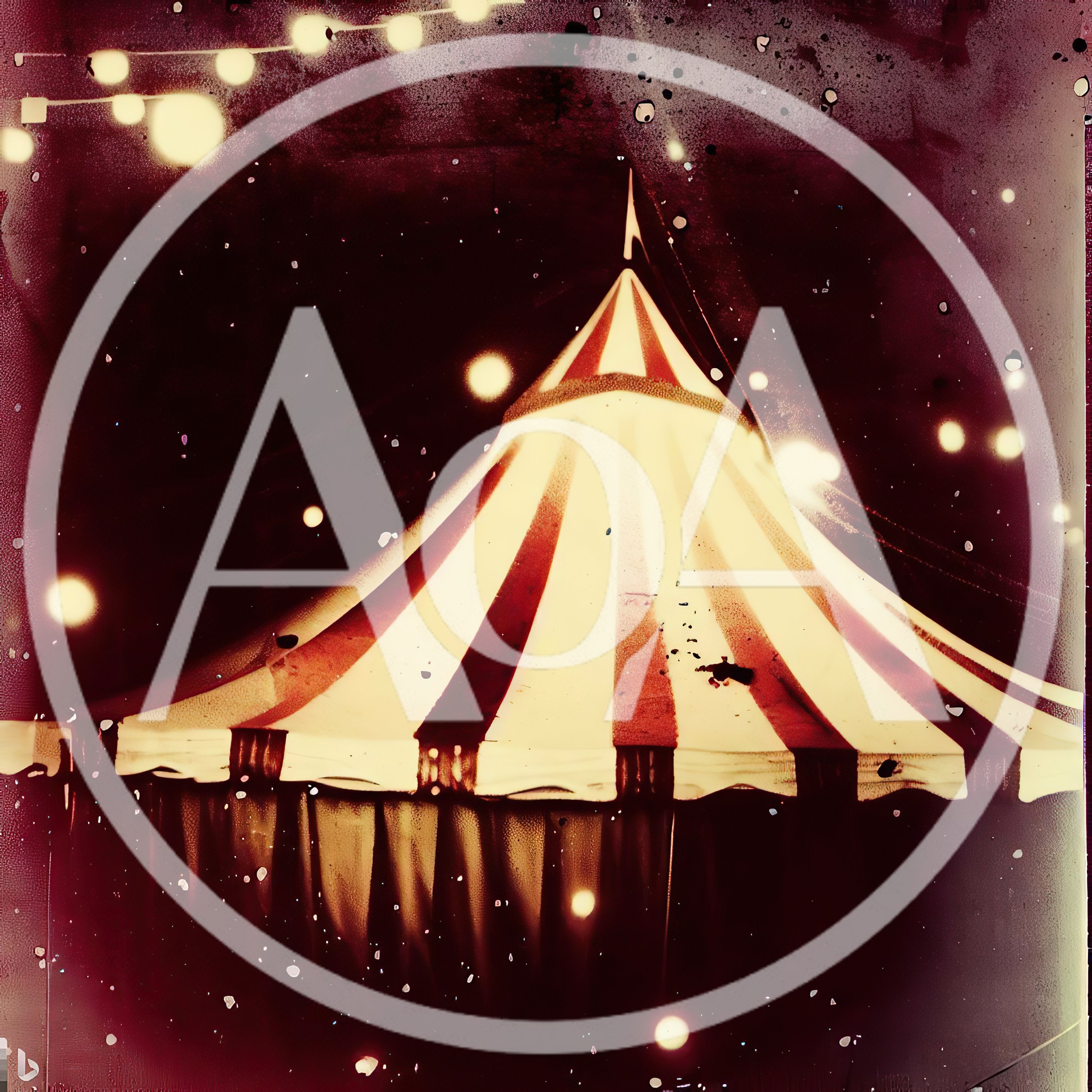 Vintage Circus Tent Under Night Sky With String Lights