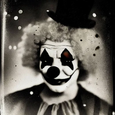 Gritty Spray Paint Portrait Of A Creepy Clown