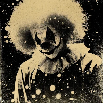 Gritty Vintage Style Portrait Of A Scary Clown