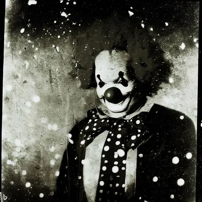 Gritty Vintage Portrait Of A Creepy Clown