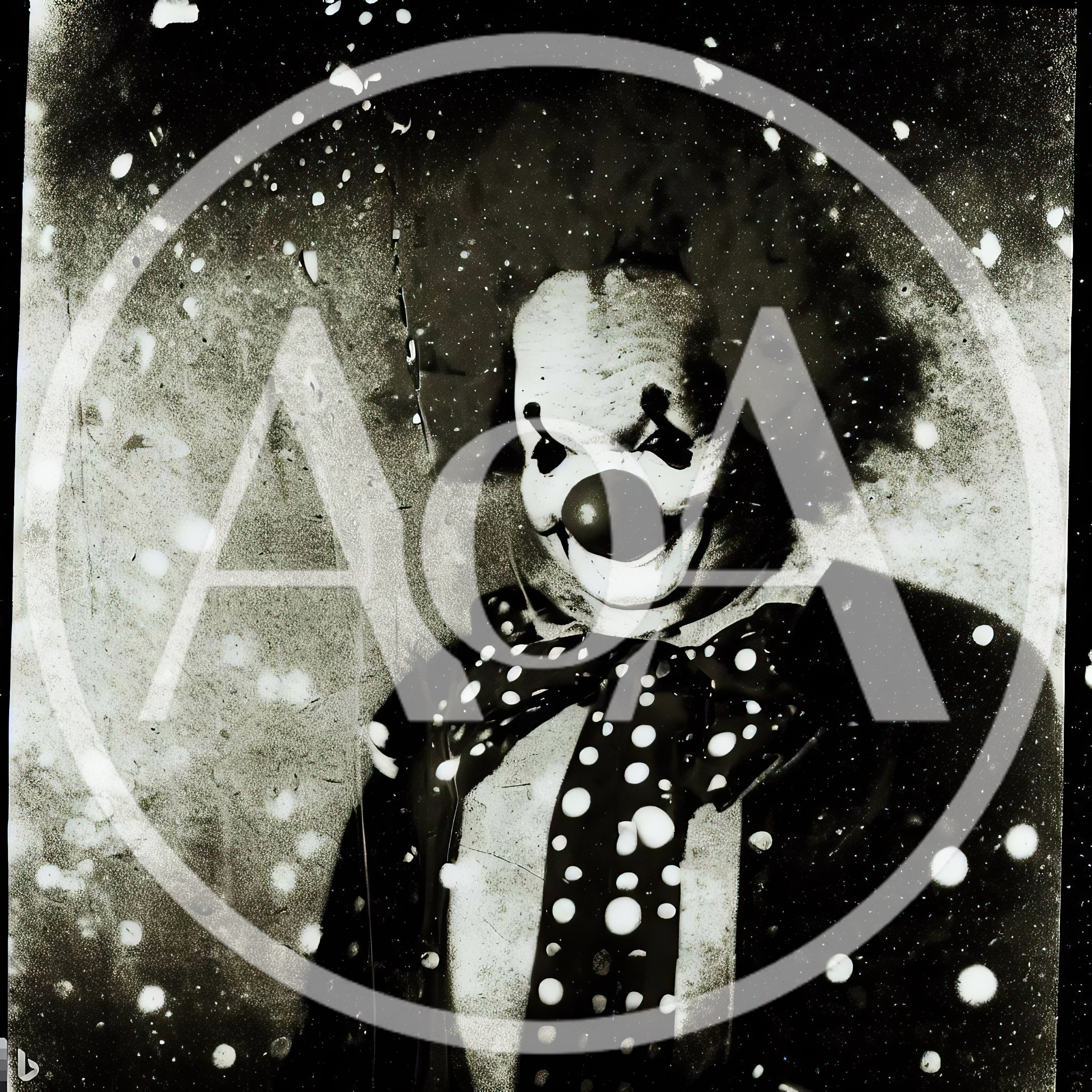 Gritty Vintage Portrait Of A Creepy Clown
