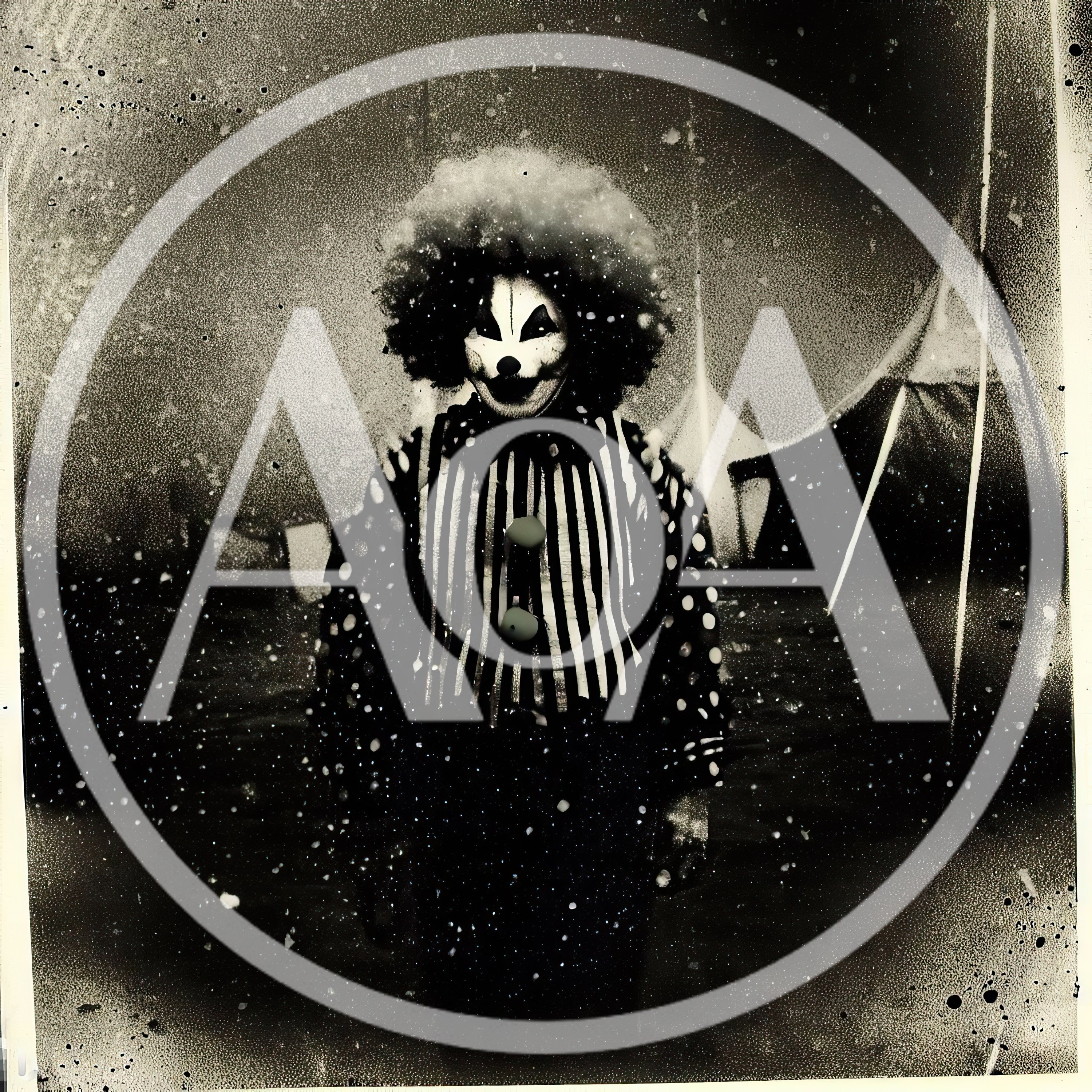 Creepy Clown Standing Outside A Vintage Circus Tent