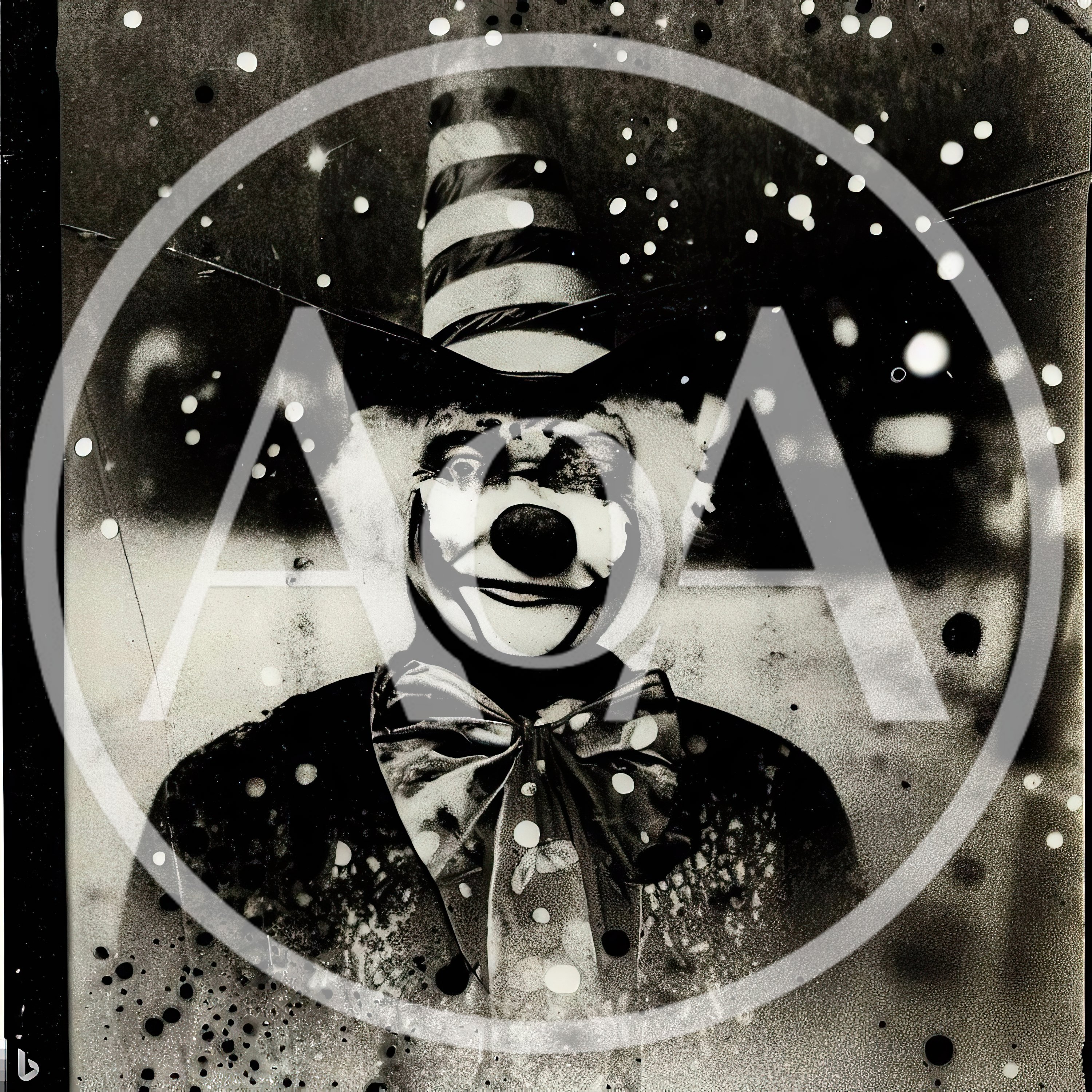 Vintage Black And White Portrait Of A Creepy Clown