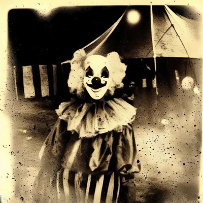 Creepy Vintage Circus Clown Standing Outside Tent