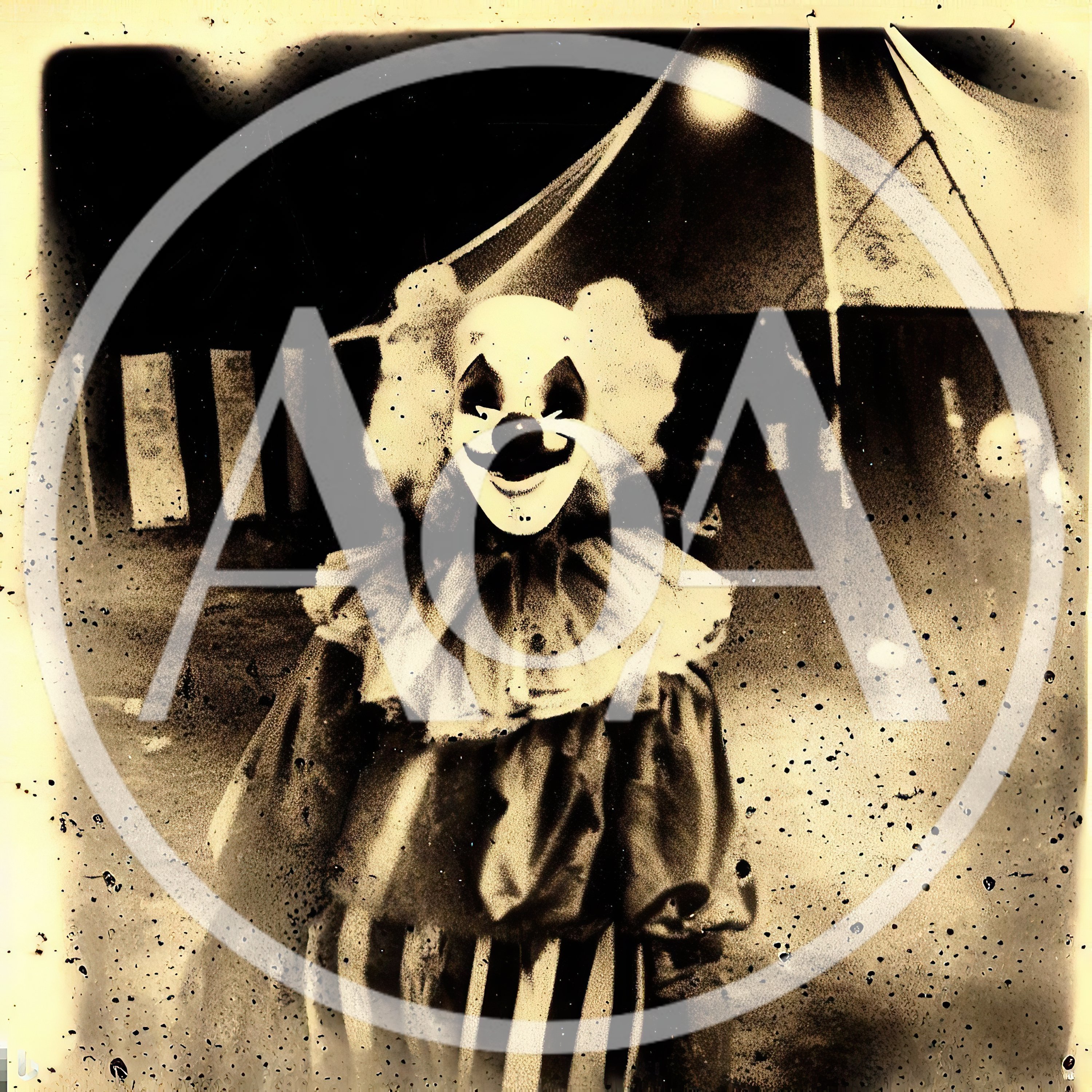 Creepy Vintage Circus Clown Standing Outside Tent