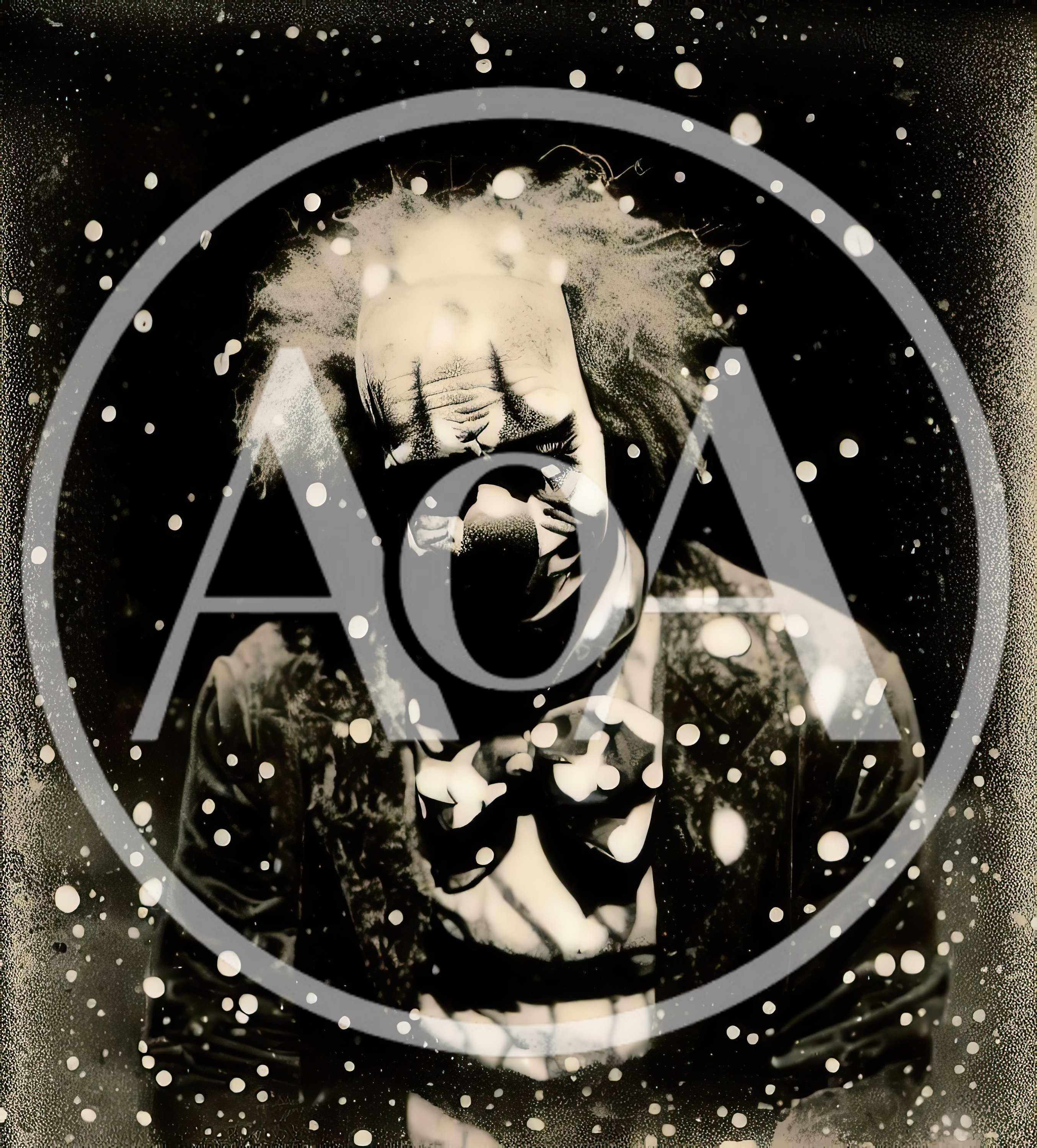 Creepy Clown Portrait In Snowfall