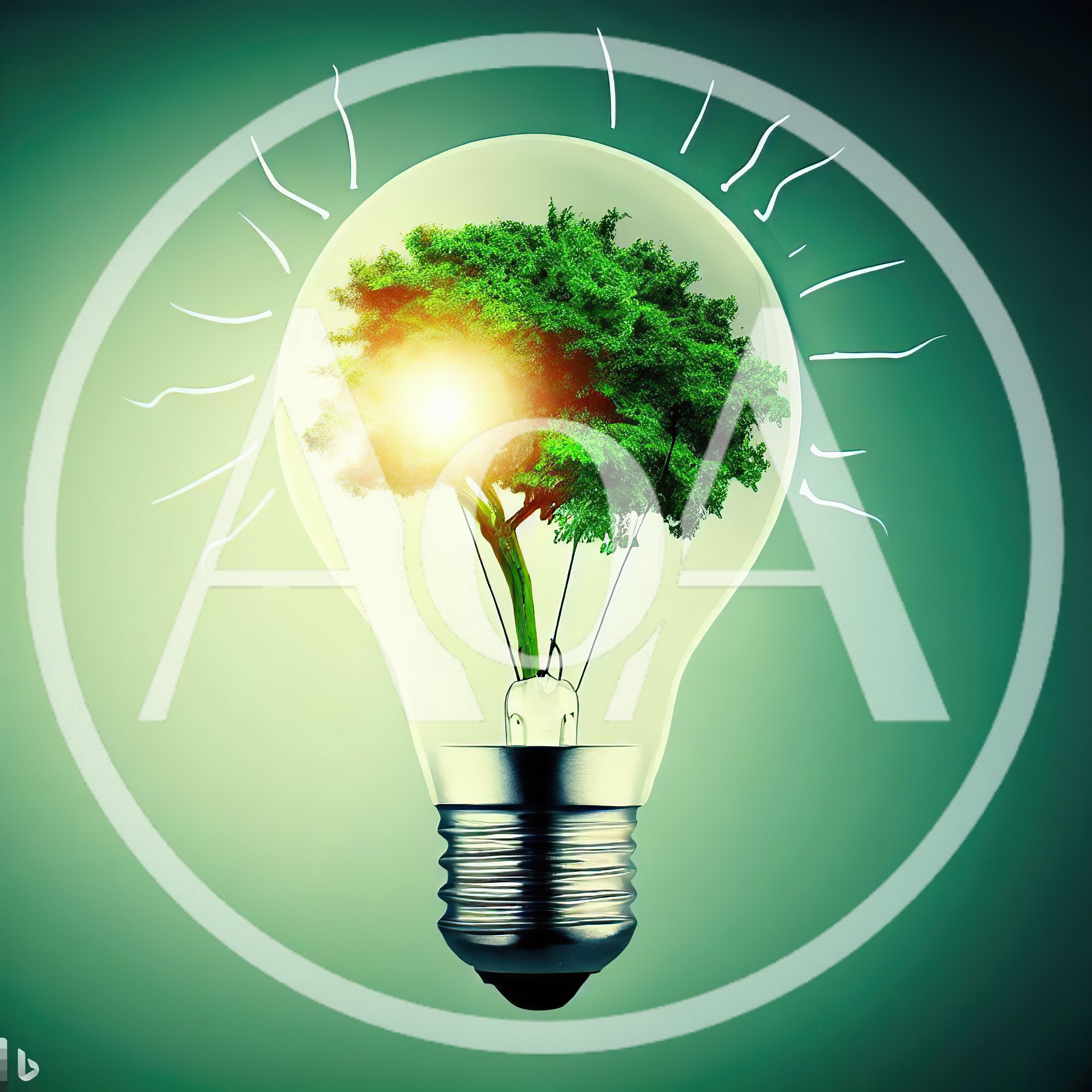 Green Tree Growing Inside A Glowing Light Bulb