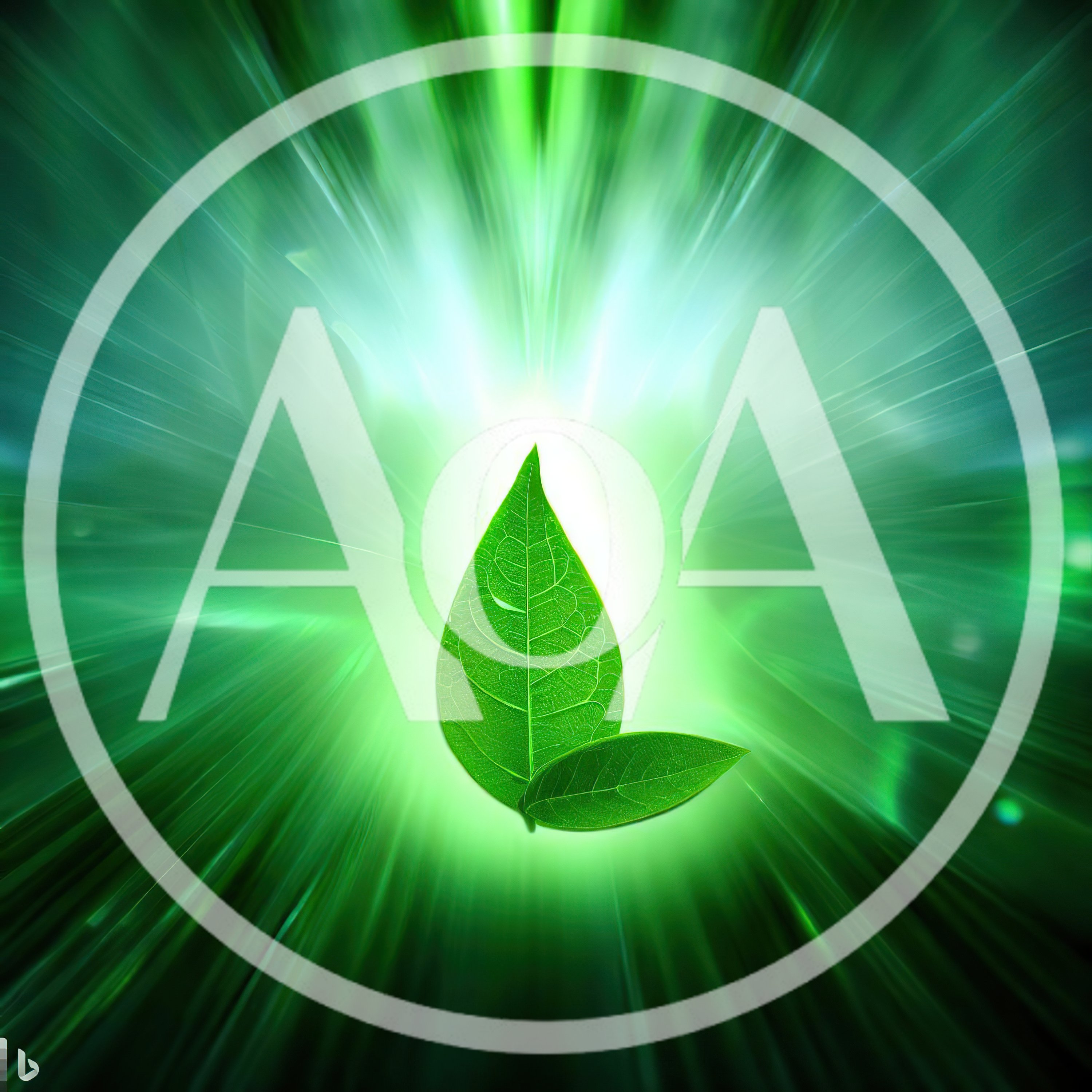Two Green Leaves Floating In Radiant Light