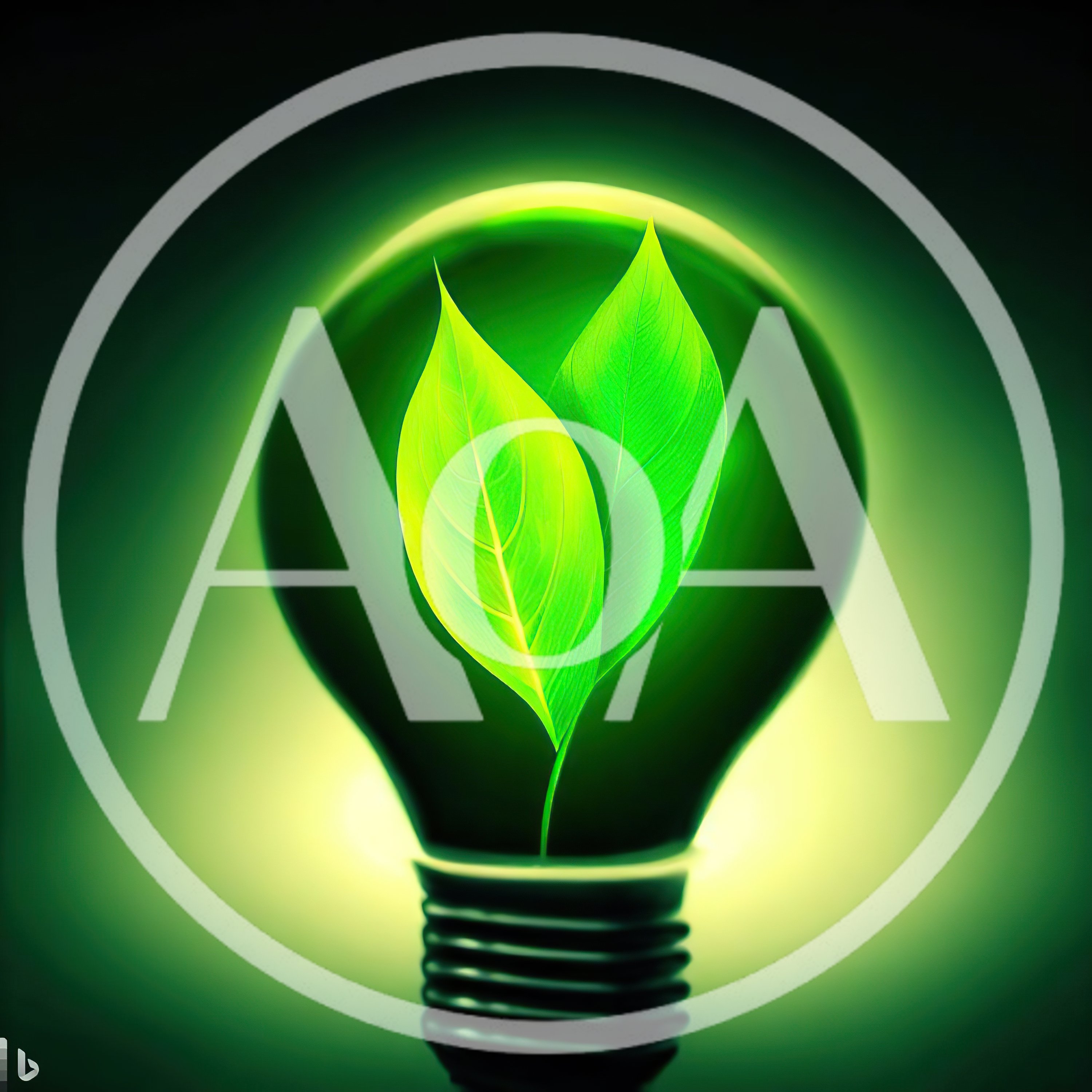 Green Leaf Inside A Glowing Light Bulb