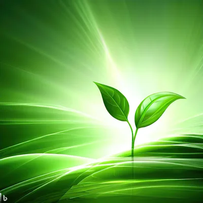 Green Sprout Growing From Abstract Flowing Landscape
