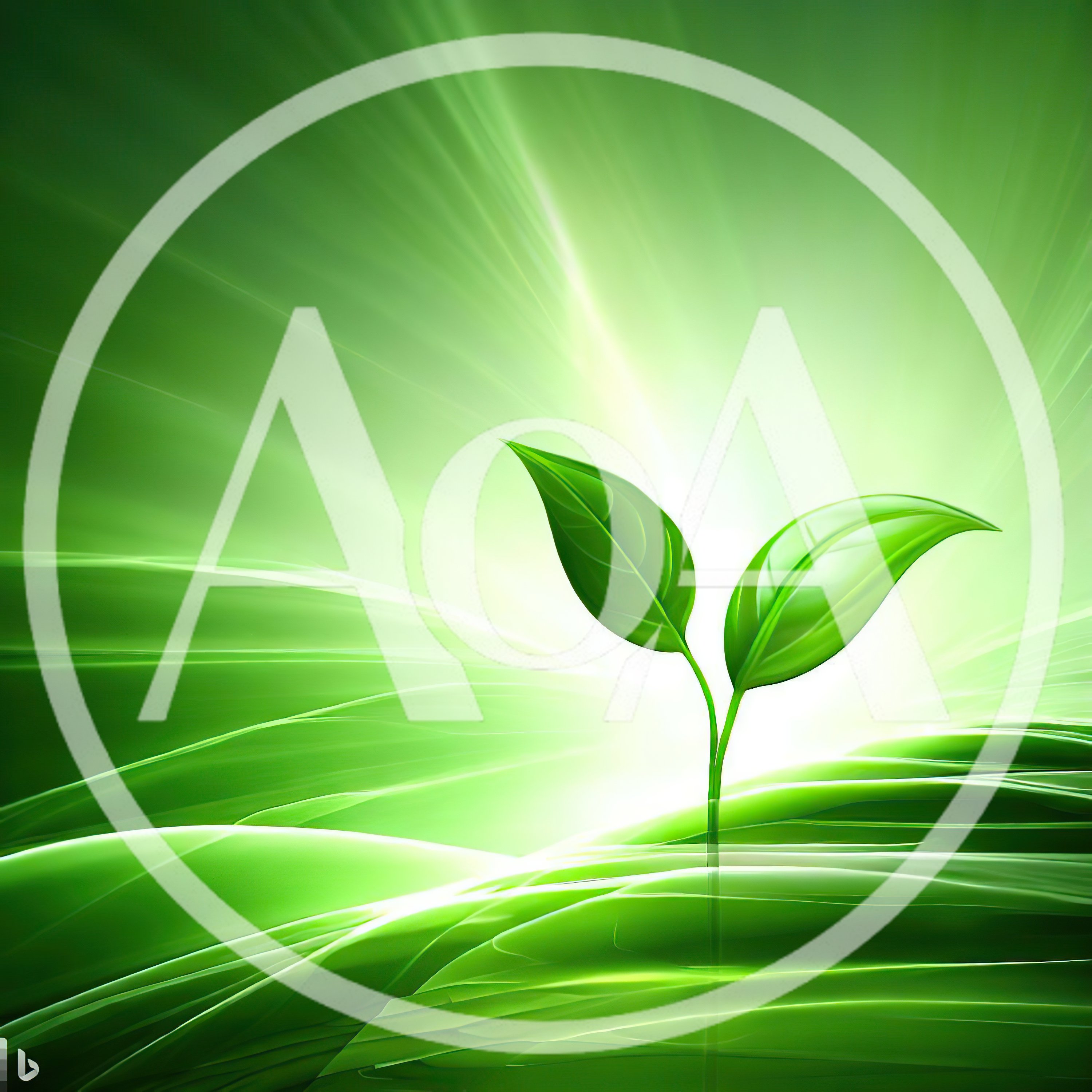 Green Sprout Growing From Abstract Flowing Landscape
