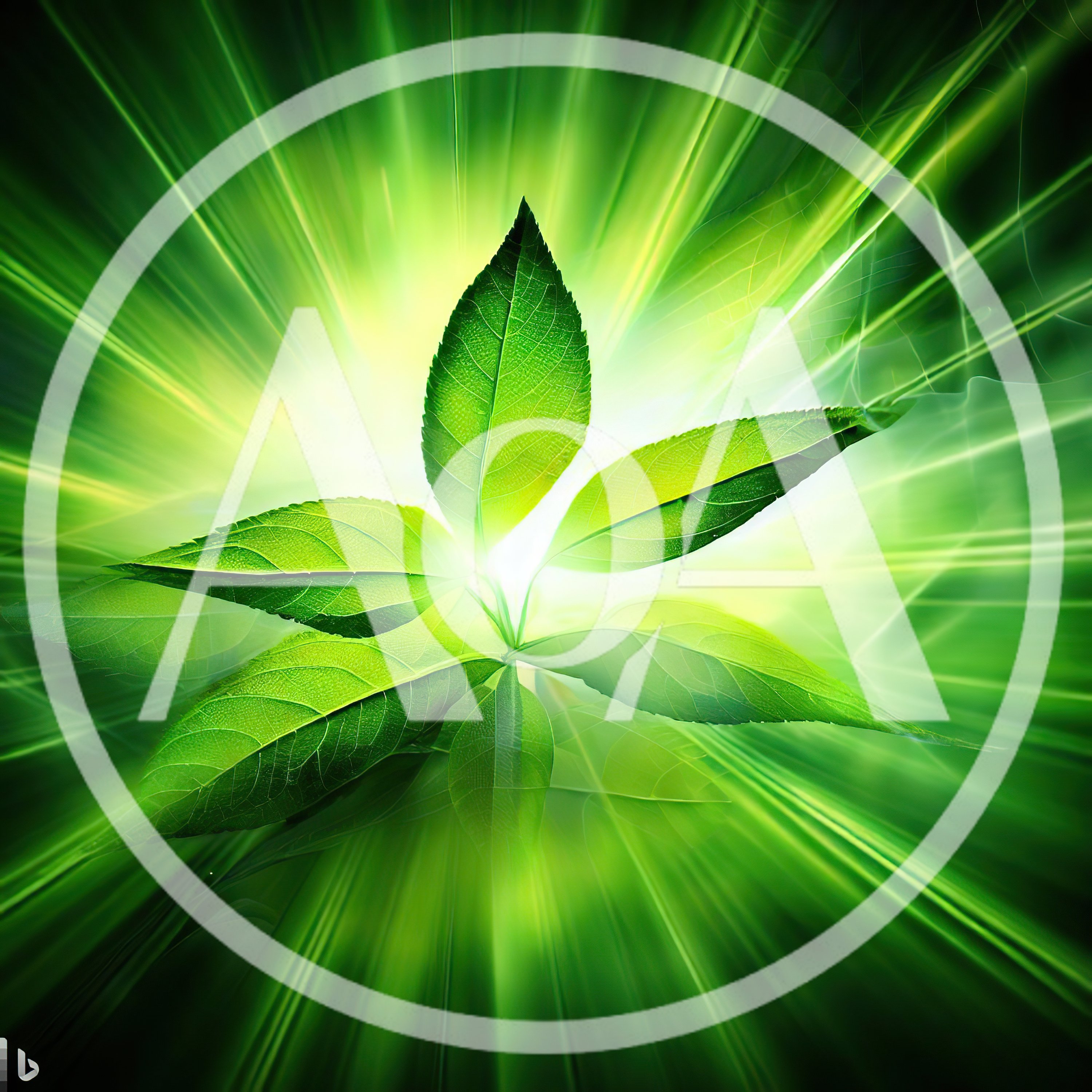 Green Leaves Radiating Bright Light Energy