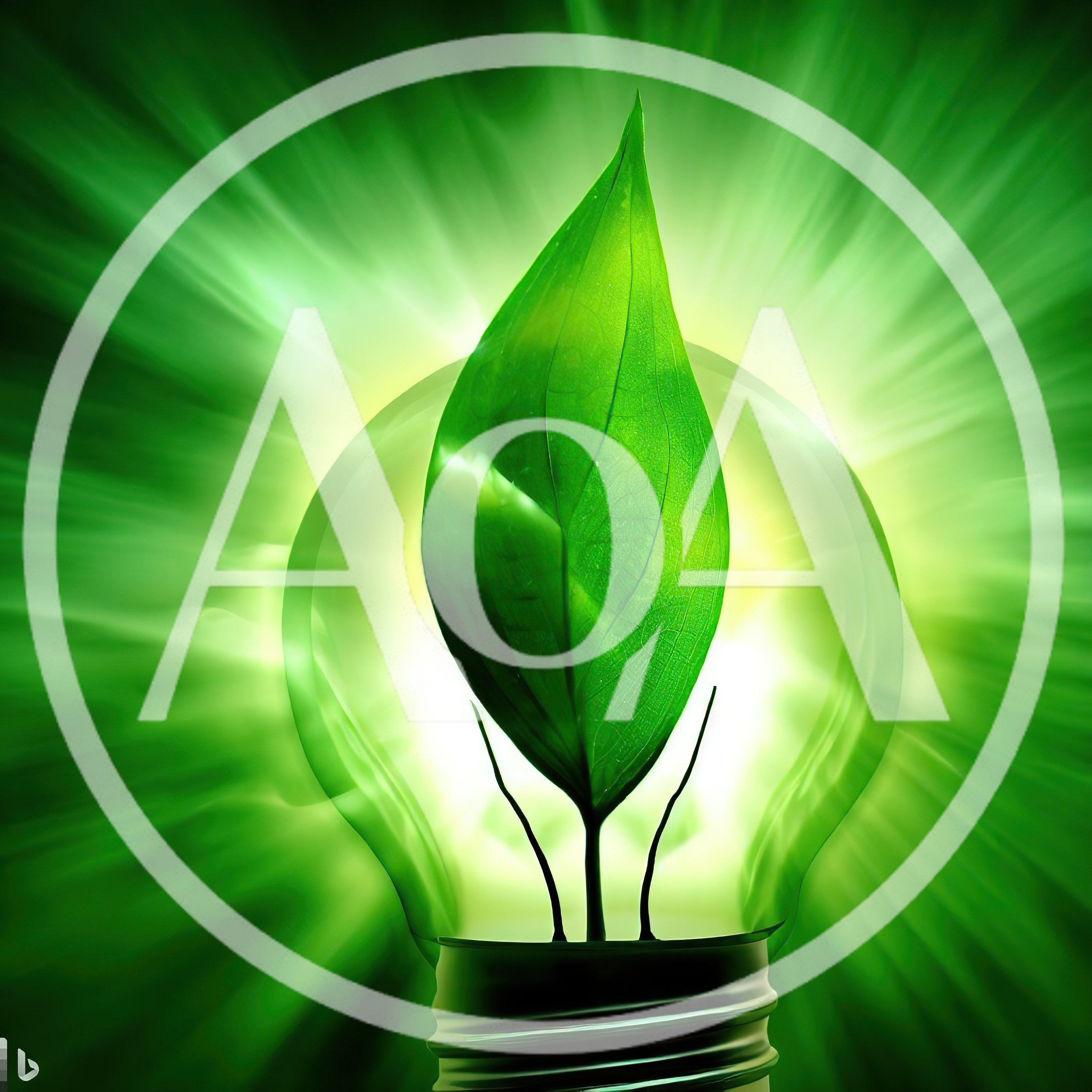 Green Leaf Inside Glowing Light Bulb