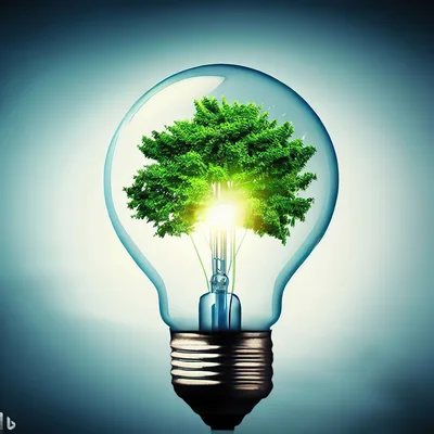 Green Tree Growing Inside A Glass Light Bulb