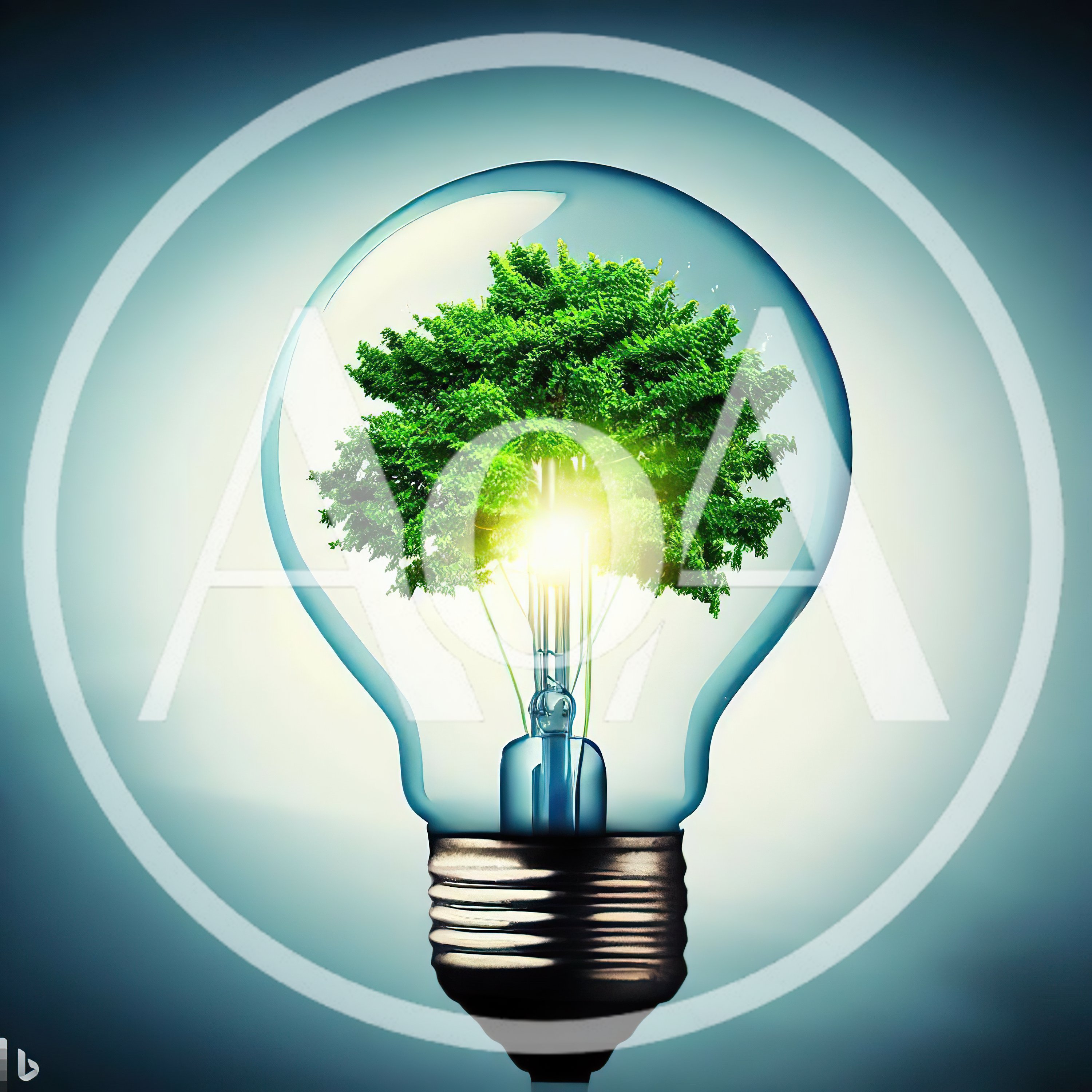 Green Tree Growing Inside A Glass Light Bulb